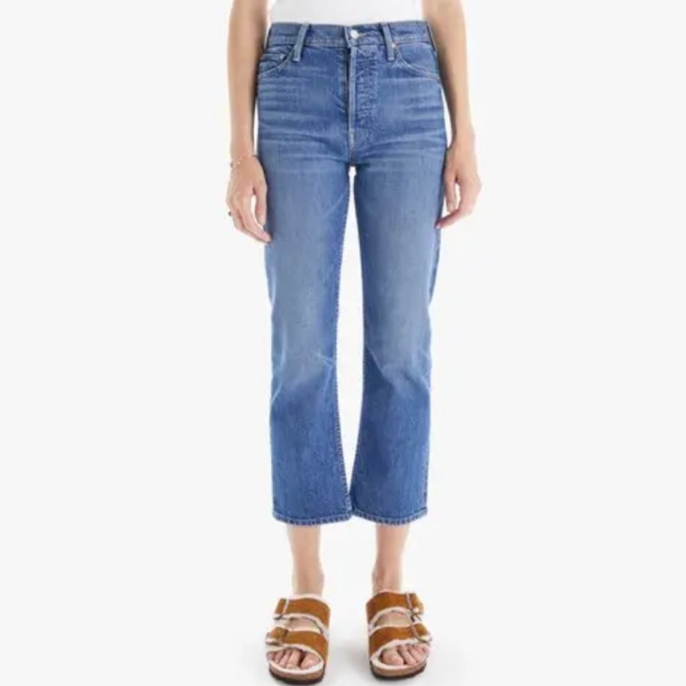 MOTHER Light Blue Straight Crop Jeans